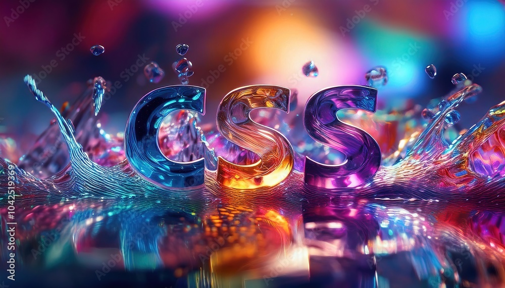 Poster colorful css text splashing in water