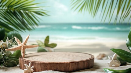 Obraz premium Coastal Scene with Starfish and Tropical Decor