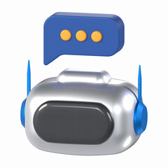 Chat Bot 3D Icon Artificial Intelligence  Model with Transparent Background