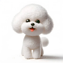 흰 배경, 비숑 프리제, 애니메이션 아트 (white background, bichon fris&eacute;, animation art)