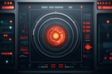 Fototapeta premium Futuristic control interface with red and black design elements emphasizing technology and innovation