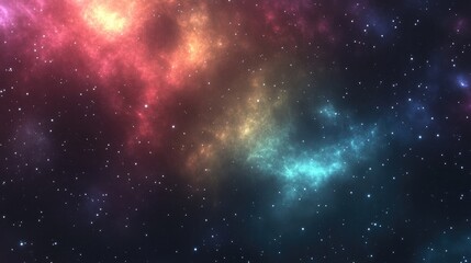 Colorful fractal red and blue nebula with star field in a 3D cartoon rendering of a space background Digital painting