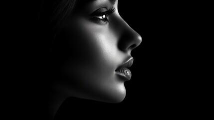 A Woman's Face in Profile, Lit by a Single Light Source