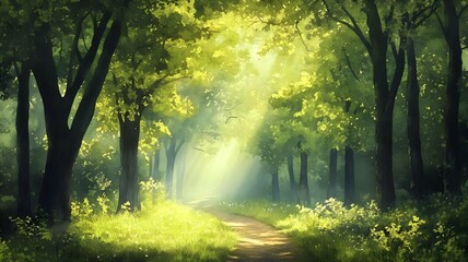 Naklejka premium sunlight in the forest