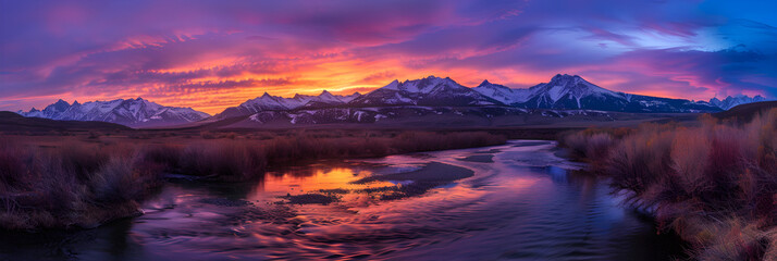 Spellbinding Sunset Over Spectacular Mountainscape Embarking the Journey into Twilight