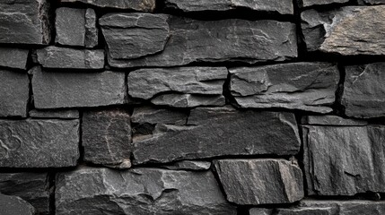 Empty Masonry Wall With Black Stone Background Stone Backdrop Built Stone Wall Pattern Gray Cement Wall Texture Blocks And Masonry Background