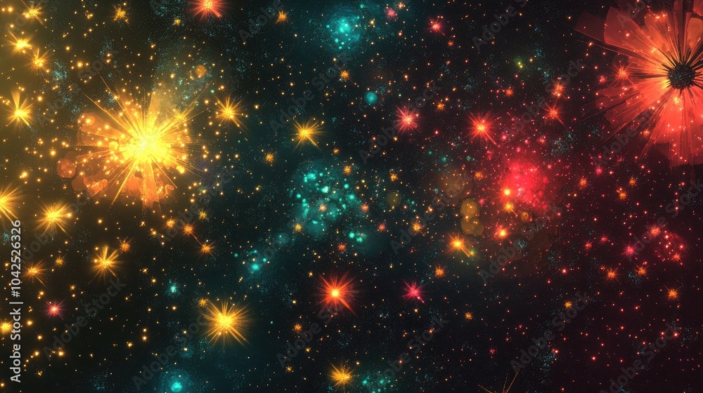 Wall mural cluster of stars in a 3d cartoon rendering showcasing a starfield and nebula