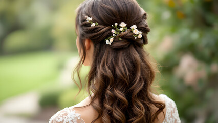 Elegant Bridal Hairstyle with Floral Accents