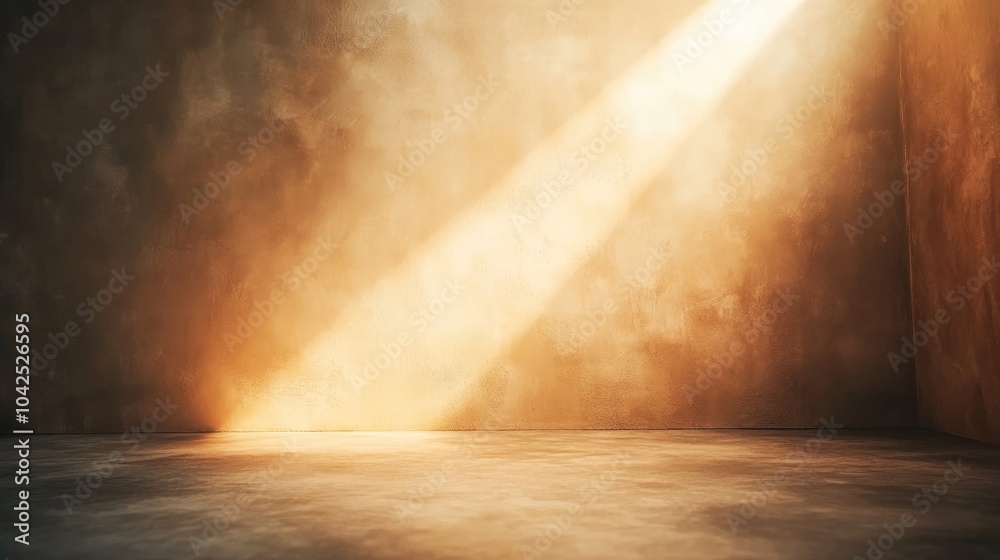 Poster empty room background featuring a golden brown gradient and spotlight creating an abstract studio ba