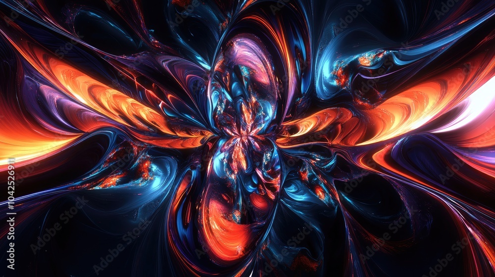 Poster kaleidoscopic background featuring abstract fractal shapes vibrant chaotic patterns create a strikin