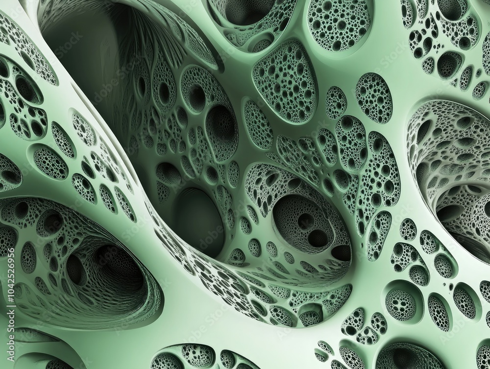 Poster abstract background featuring computer generated fractals sleek monochrome design enhanced with gree