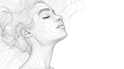 Fototapeta premium Line art illustration depicting a female figure on a plain white background