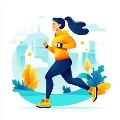 Fototapeta premium Active Woman in Gym Clothes Wearing Smartwatch