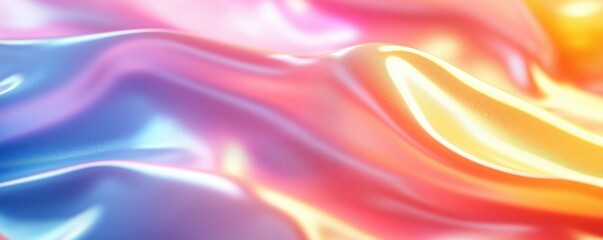 Obraz premium Holographic Texture Rainbow Foil Pattern, Iridescent Abstract Background, Hologram Backdrop, Colorful Flowing Wallpaper, Digital Macro Design
