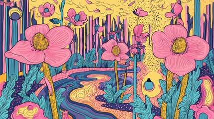 Pink Flowers in a Garden Setting