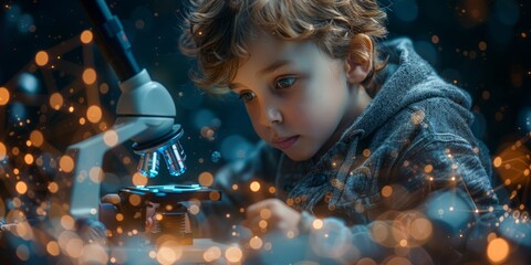 Young Scientist Exploring The Microscopic World