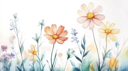 Hand drawn watercolor flowers