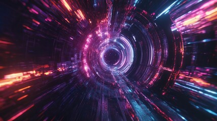 Obraz premium 3D illustration of a tunnel or wormhole designed to connect different universes showcasing an abstract speed tunnel warp in space depicting a scene of traversing temporary space in the cosmos