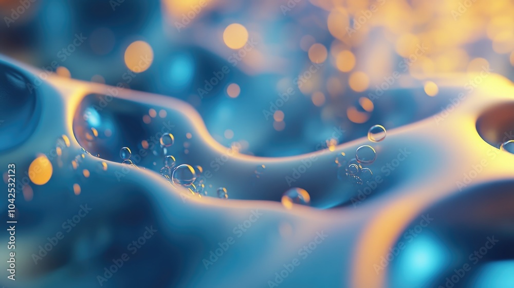 Poster abstract texture with 3d cartoon rendering and light bokeh background