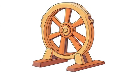 Obraz premium Cartoon Style Icon of a Perpetual Motion Wheel, Depicting an Engaging and Whimsical Design. This Icon Represents the Concept of Endless Motion and Energy, Perfect for Illustrations, 