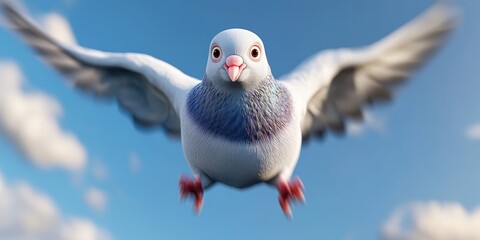 A trained racing breed of white domestic pigeon known for its exceptional flying abilities in the sport of pigeon racing, White racing pigeon known for exceptional flying abilities © VRVisionary