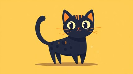 Funny flat illustration of a cute kitten