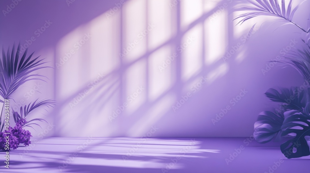 Poster abstract purple studio background for product presentation featuring a 3d rendering of an empty room