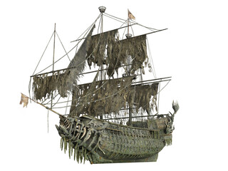 3d render decaying ghost ship