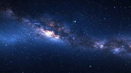 Fototapeta premium Abstract night sky background featuring a 3D cartoon rendering of a panoramic view of the Milky Way galaxy and stars in space