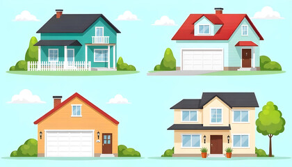 home house modern living exterior cartoon illustration