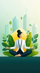Fototapeta premium Woman in Business Attire Practicing Yoga in Park