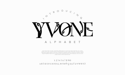 Yvone typography beauty fashion elegant minimalist serif italic fonts decorative wedding vintage retro logos. Minimal luxury font alphabet logo. Vector illustration