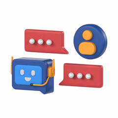 Conversation 3D Icon Artificial Intelligence  Model with Transparent Background