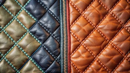Naklejka premium A Detailed Examination of the Interwoven Texture and Stitching of Luxurious Leather Panels