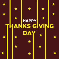 Happy Thanks Giving Day Text Typography poster banner vector design for holiday celebration