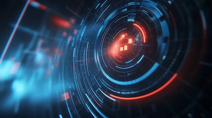 Obraz premium Abstract Digital Interface with Circular Glowing Elements