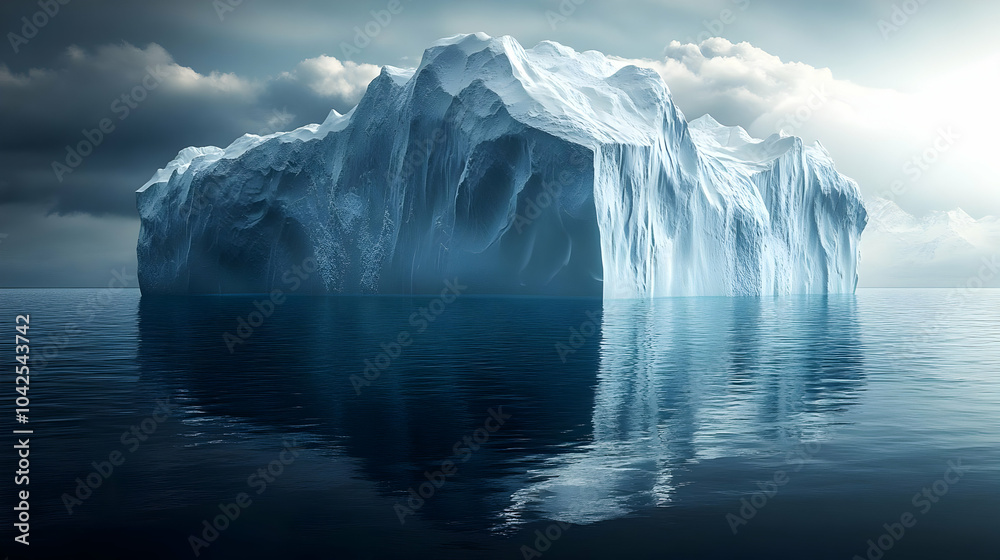 Canvas Prints A massive iceberg floats serenely in calm, reflective waters.