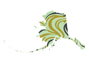 Alaska Flow Vector in Earth Tones - Natural Abstract State Map