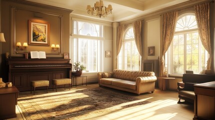 Sunlit Living Room Interior