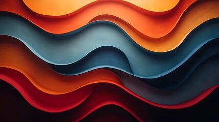 Abstract wavy pattern in red, orange, and blue colors.
