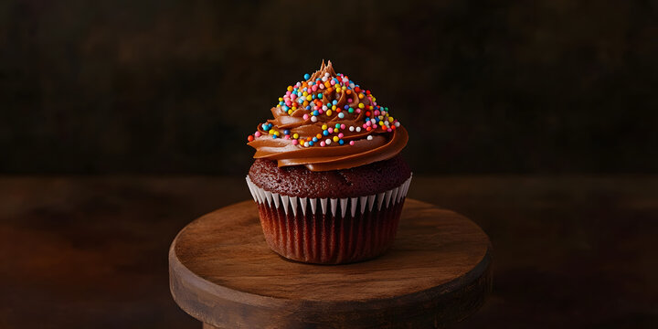 Cupcake de chocolate com granulado por cima