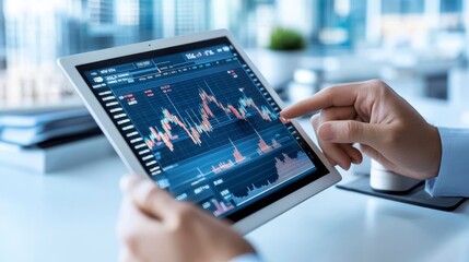 Stock Market Trends on Digital Tablet Display