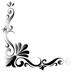 Classic corner, vintage pattern, black on white background, decorative frame, border for graphic elements.