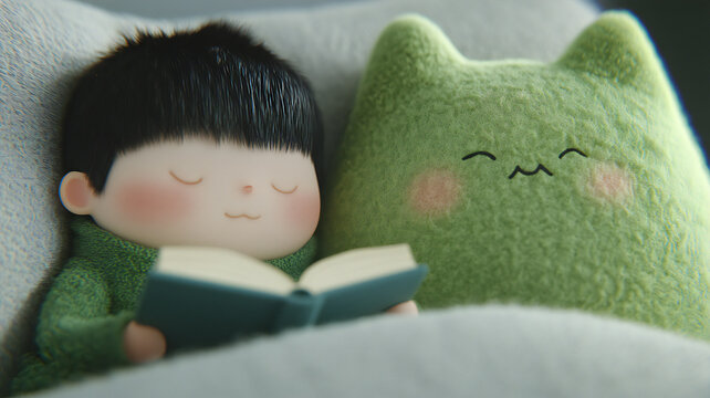 The Story Before Goodnight,Dreaming children and cats,.generated by AI.