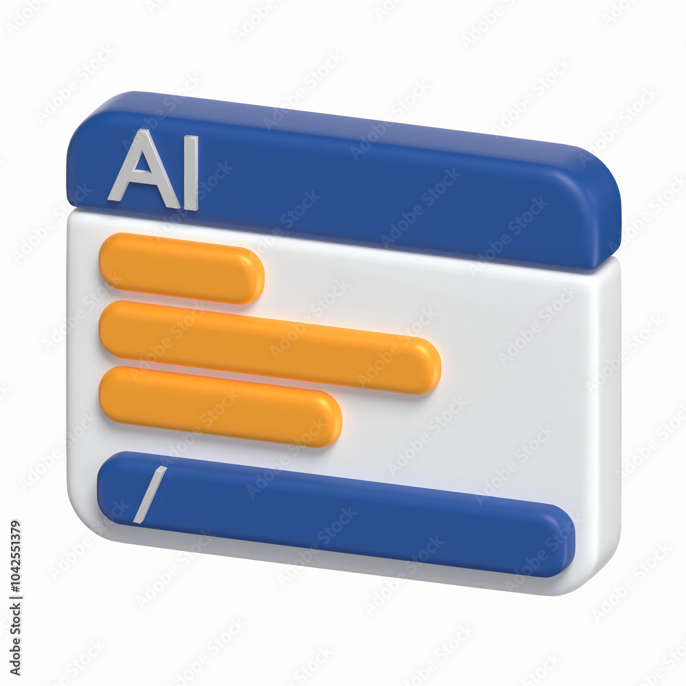 Fototapete prompt window 3d icon artificial intelligence model with transparent background