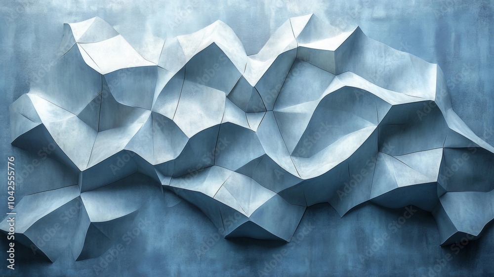Poster an intriguing artwork adorns the wall, showcasing a series of soft, flowing geometric shapes that cr