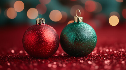 Red and green christmas ornaments