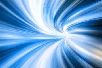 Abstract swirling blue and white light streaks creating a tunnel effect.
