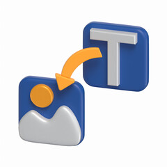 Text To Image Converter 3D Icon Artificial Intelligence  Model with Transparent Background