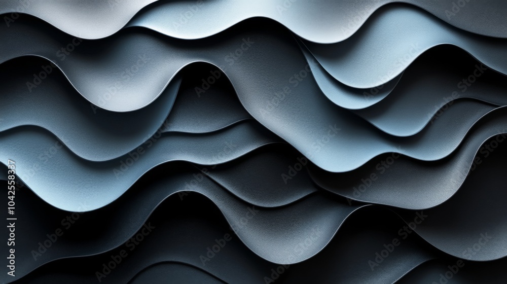 Poster A beautiful arrangement of blue and gray waves undulate across a surface, creating a mesmerizing display of layers and depth. This design offers a striking visual appeal.